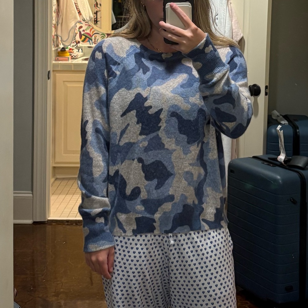 Blue Camouflage Women's Cashmere Sweater